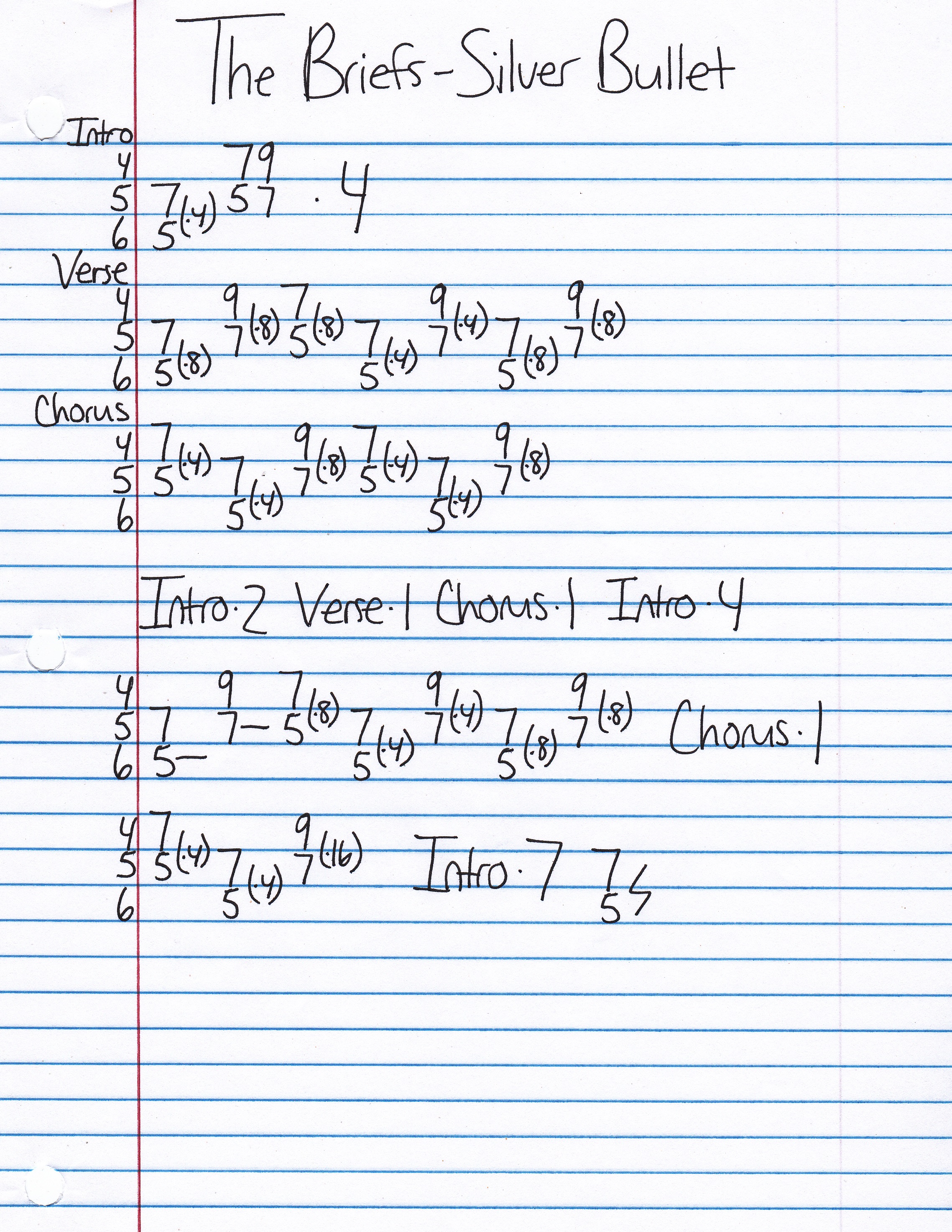 High quality guitar tab for Silver Bullet by The Briefs off of the album Hit After Hit. ***Complete and accurate guitar tab!***